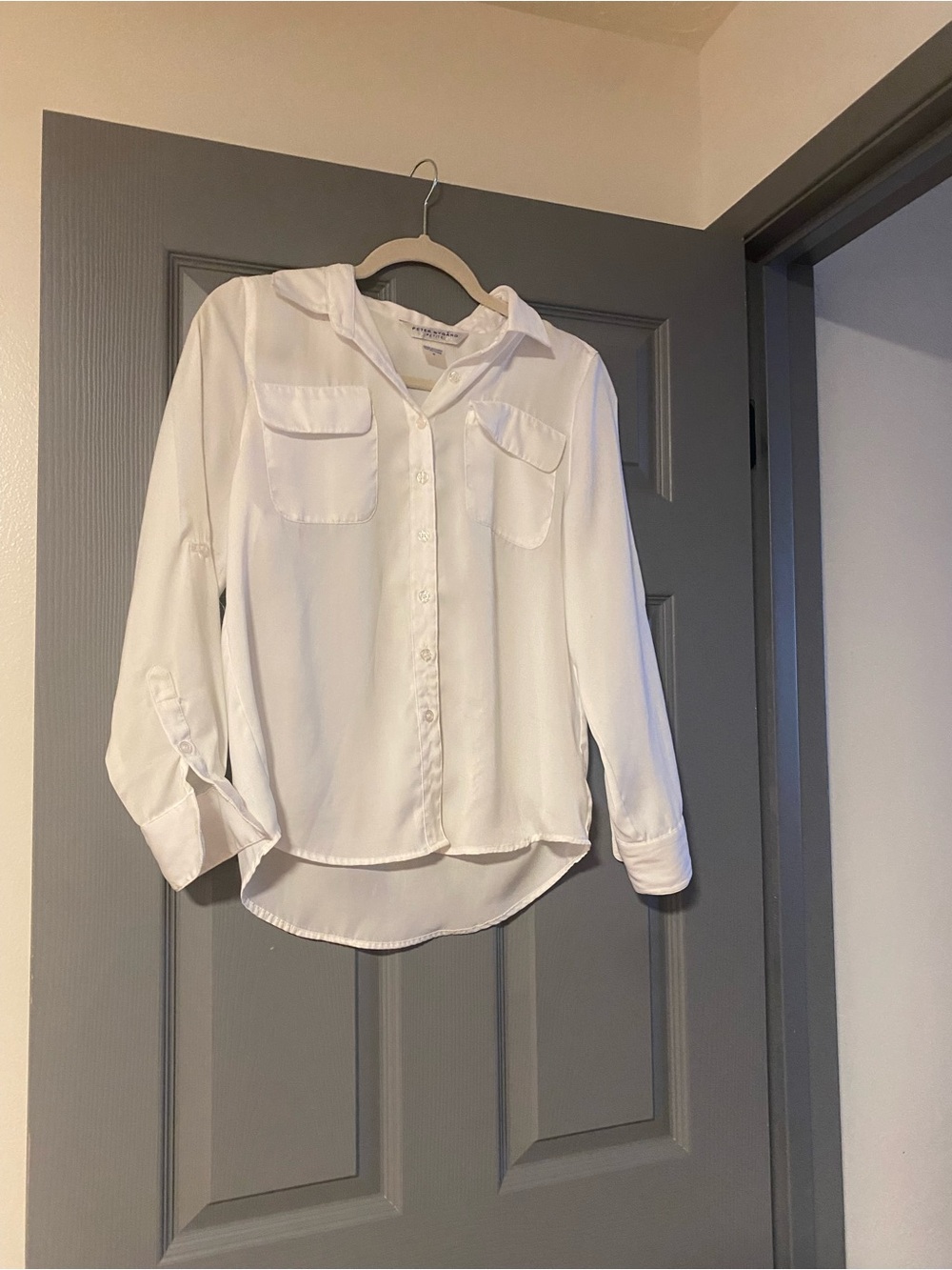 Peter Nygård White Petite Collared Button-Front Shirt